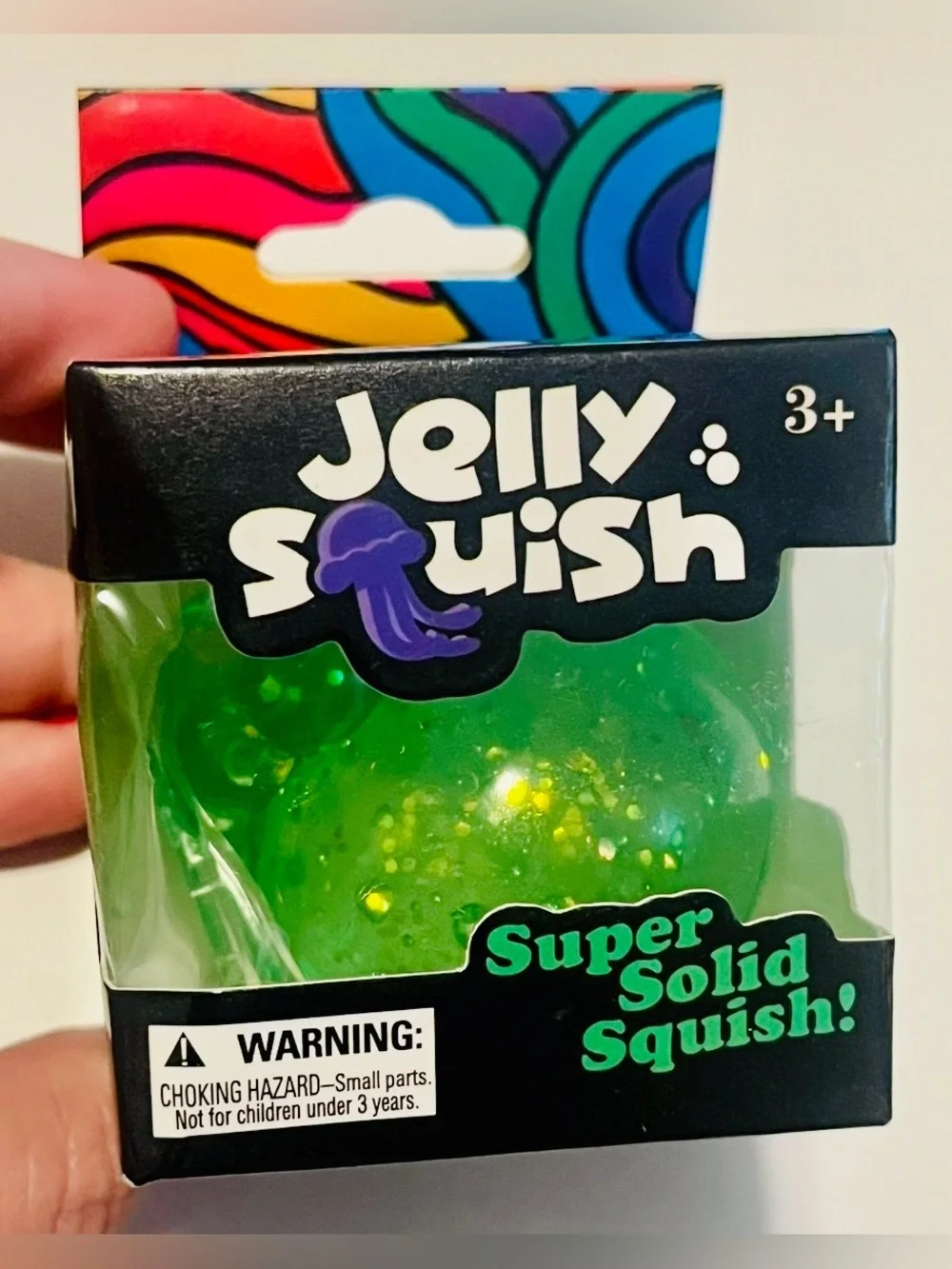 Jelly Squish Super Solid Squish! Green Glitter Stress Ball